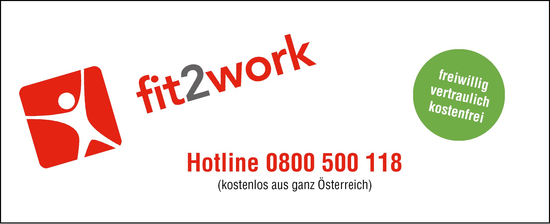 fit2work-Plakette mit Hotline